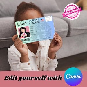 Mall för Ohio Cursvie-licens - ENDAST DIGITAL FIL - Enkel redigering på Canva - Fira kursiv skrift