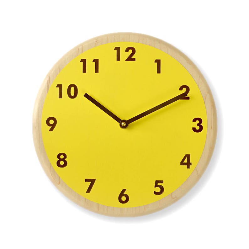 Bright Yellow Wall Clock Modern Kitchen Image 0