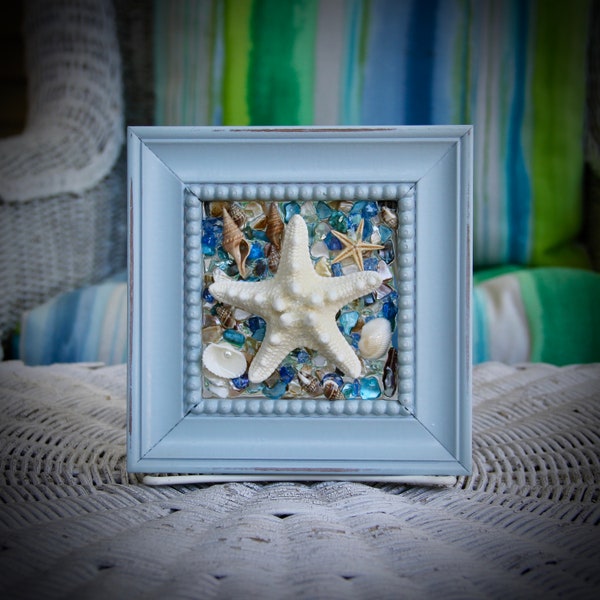 Blue Beach Salle de bains Decor Wall Hanging, Starfish Wall Hanging, Beach Decor of Seashell Art, Coastal Wall Art