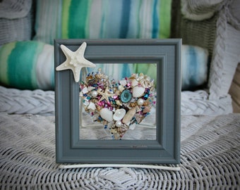 Seashell Heart for Beach Decor, Coastal Seashell Wall Hanging, Coastal Wall Art for Nautical Baby's Room, Sea Shell Resin Art