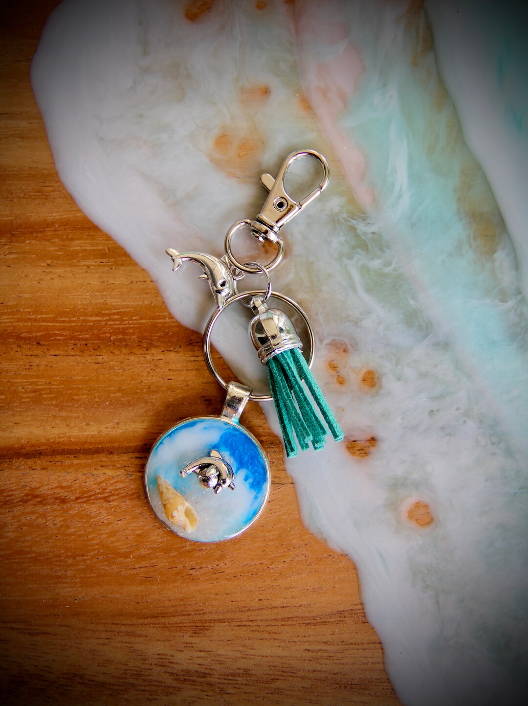 Dolphin Hook Key Chain, Small Beach Lover Gift, Seashell Keychain With ...