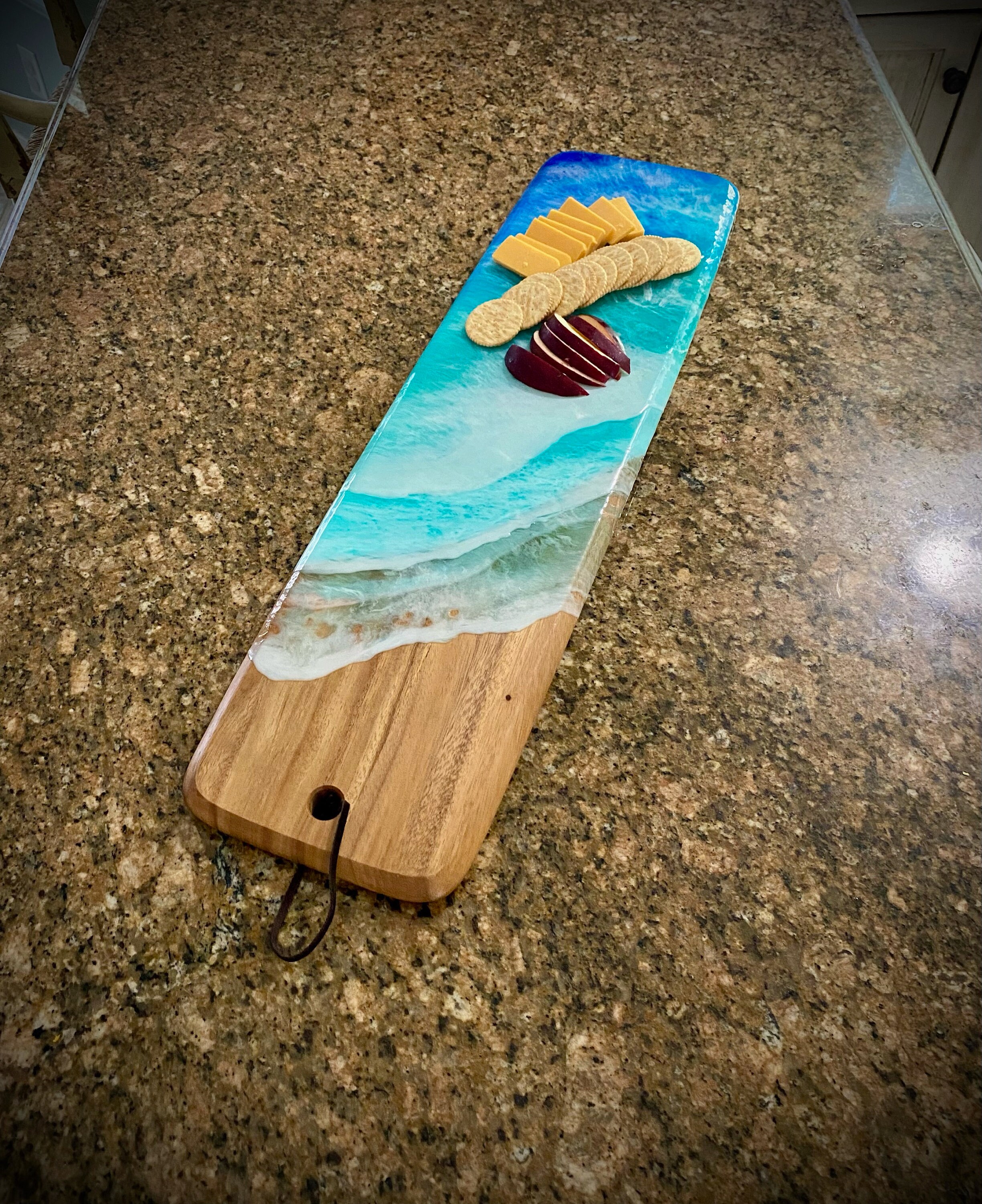 Surf Board Wall Art for Beach Decor Resin Art Painted on