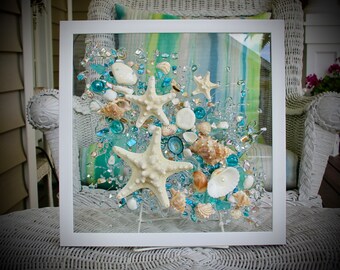 Blue Art for Beach Decor, Beach House Glass Wall Art, Coastal Wall ...