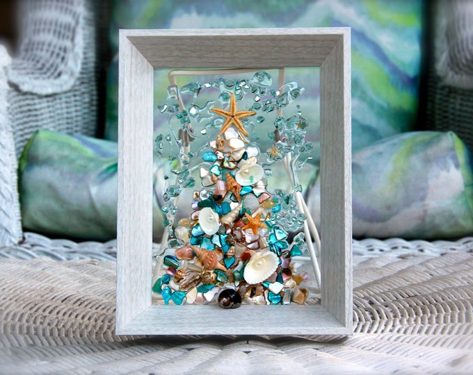 Seashell Art for Coastal Christmas Decor Christmas Tree Wall - Etsy