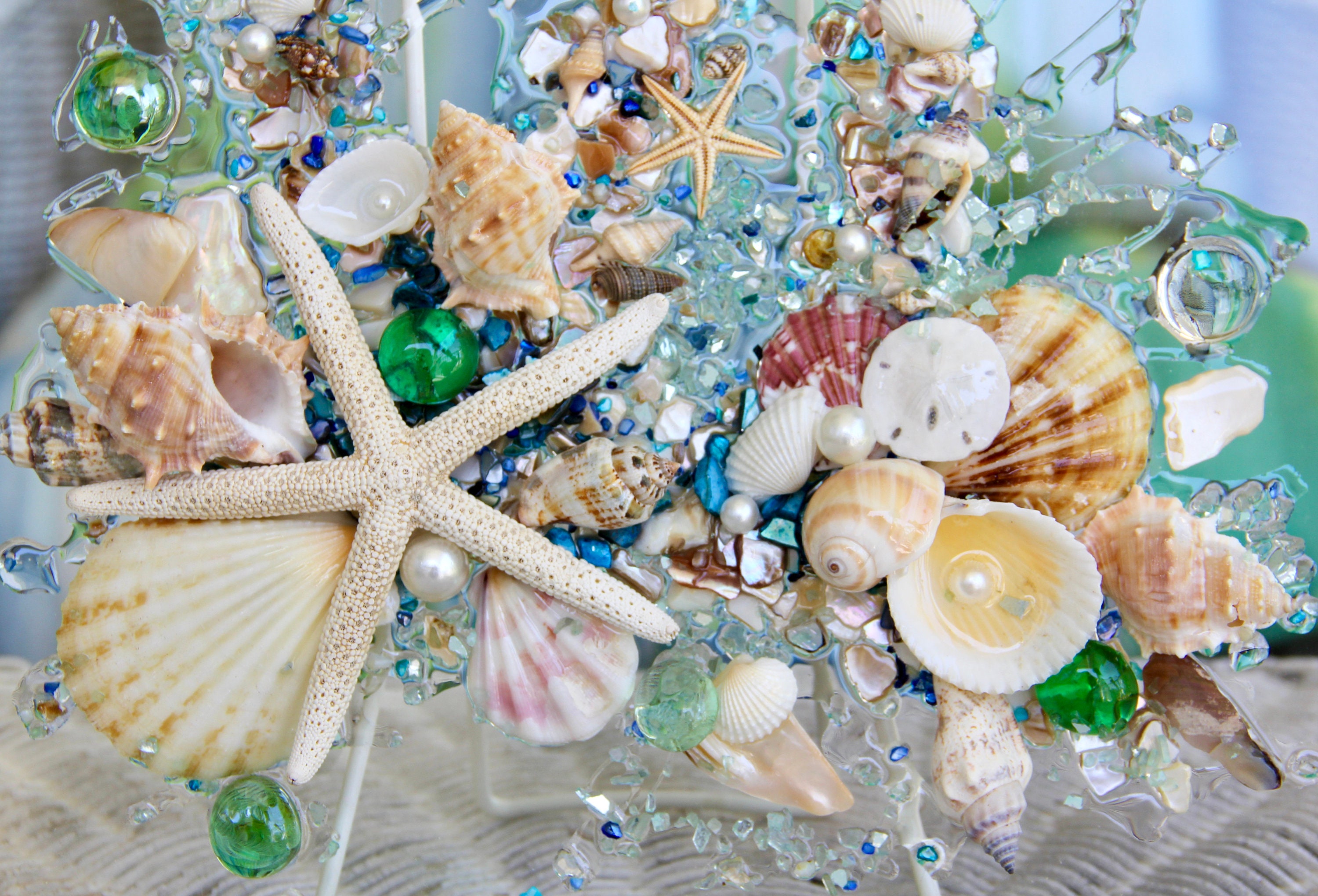 Beach Glass & Seashell Art: Coral Reef Coastal Wall Decor - Etsy