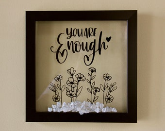 Inspirational Wall Hanging, You Are Enough Encouragement Sign, Words of Encouragement Wall Art, Simple Black Art for Teen Room