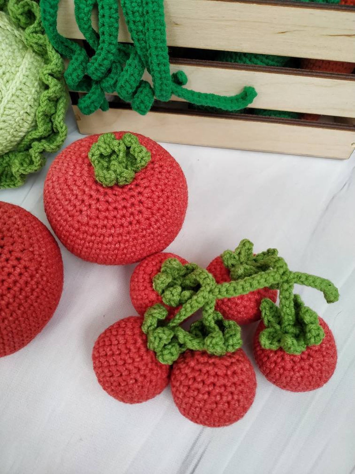 Crochet tomato. Cherry tomato. Play food. Kitchen decoration. Etsy