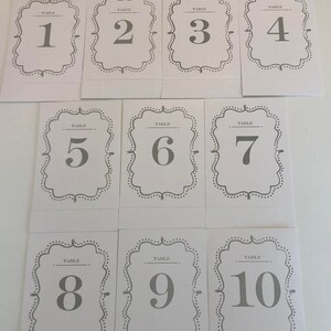 Table numbers - Grey and white colors