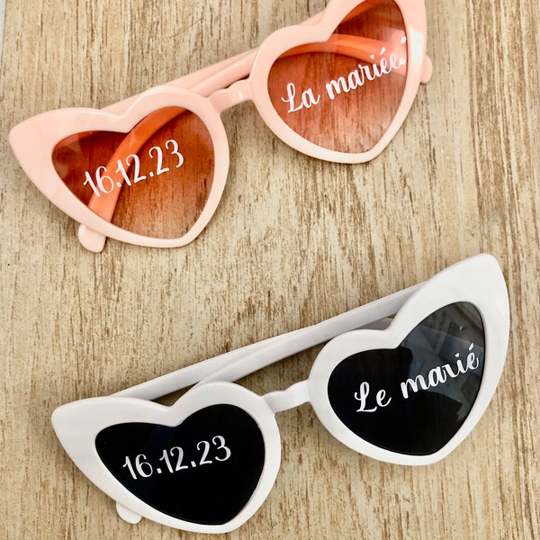 Lunettes coeur personnalisées - Sticker autocollant lunettes coeur - pour mariage, photobooth, anniversaire