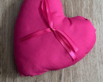 Fuchsia pink wedding ring cushion - Heart shape