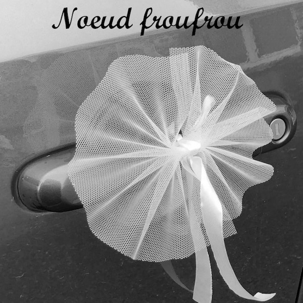 Nœud tulle pour voiture-Mariage- 2 Styles- Coloris personnalisés