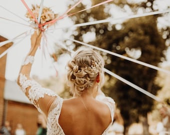 SUMMER PROMO 2025 - Bouquet round - Ribbons in your choice of colors / Ribbon bracelet / lace for bouquet round, bridal bouquet game