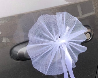 Noeud tulle pour voiture-Mariage- Coloris personnalisé