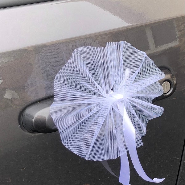 Noeud tulle pour voiture-Mariage- Coloris personnalisé