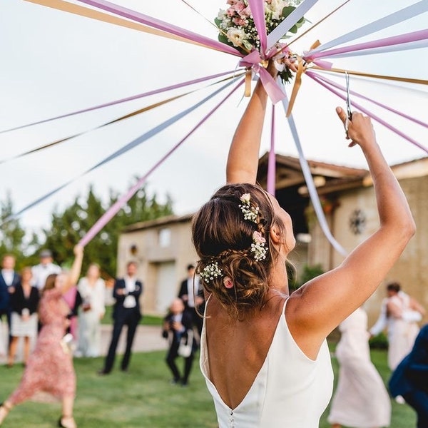 Bracelet de rubans pour ronde du bouquet, jeu du bouquet de la mariée- Expediton rapide