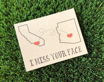 Personalized State to State Long Distance Relationship Miss You Card