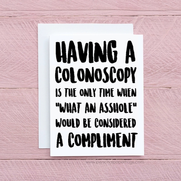 Tarjeta divertida de colonoscopia, tarjeta de pronta recuperación