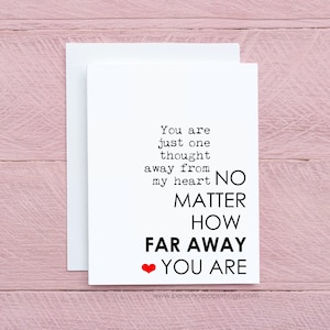 Long Distance Greeting Card You are just one thought away Thinking of You card