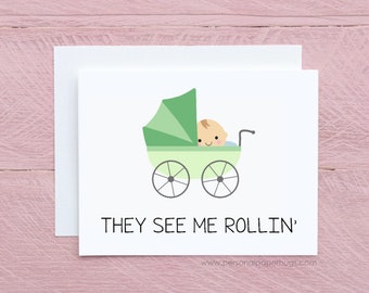 Funny Gender Neutral  Welcome New Baby Cute Card for Baby Shower