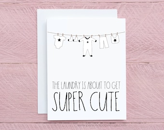 Cute Baby Shower Card - Gender neutral baby card - Card for Baby Shower - funny baby card - congratulations pregnancy card - black and white