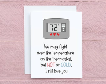 Funny Thermostat I Love You Card for Valentine's Day or Anniversary Card