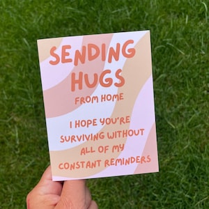 College Care Package Card | Sending Hugs from Home | Funny Cards for College Students from Parents