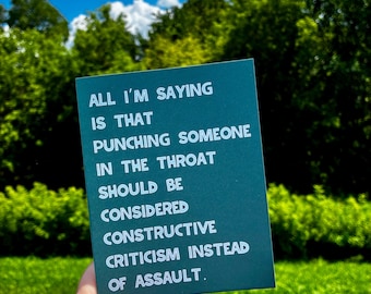 Throat Punch Funny Sarcastic Greeting Card for Friend