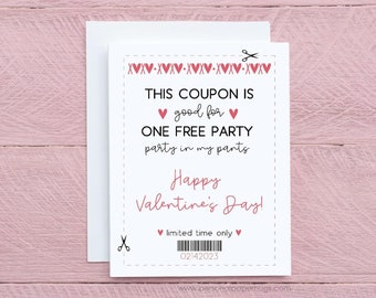 Funny Valentine Coupon Card Party in my Pants Naughty Valentine Card