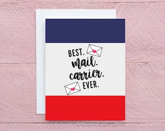 Mail Carrier Thank You Card for Post Office Postal Worker Mail Man Card Best Mail Carrier Ever