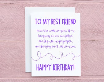 Funny Sarcastic Purple Birthday Card Friend for Best Friend, Funny Birthday Card for Woman, Sarcastic Birthday Card for Her,