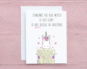 Funny Unicorn Just Because Card for Friend, Encouragement Card, Social Distance Card