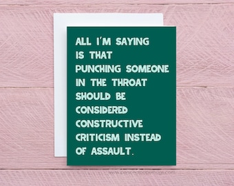 Throat Punch Funny Sarcastic Greeting Card for Friend