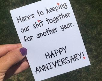 Funny Anniversary Card for Husband or Wife, Funny Marriage Card, Sarcastic Anniversary Card