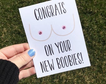 New Boobs Card Boob Job Card Breast Surgery Card Congrats Card Funny Breast Cancer Card Boob Card for Friend Funny Mastectomy Card Boobies
