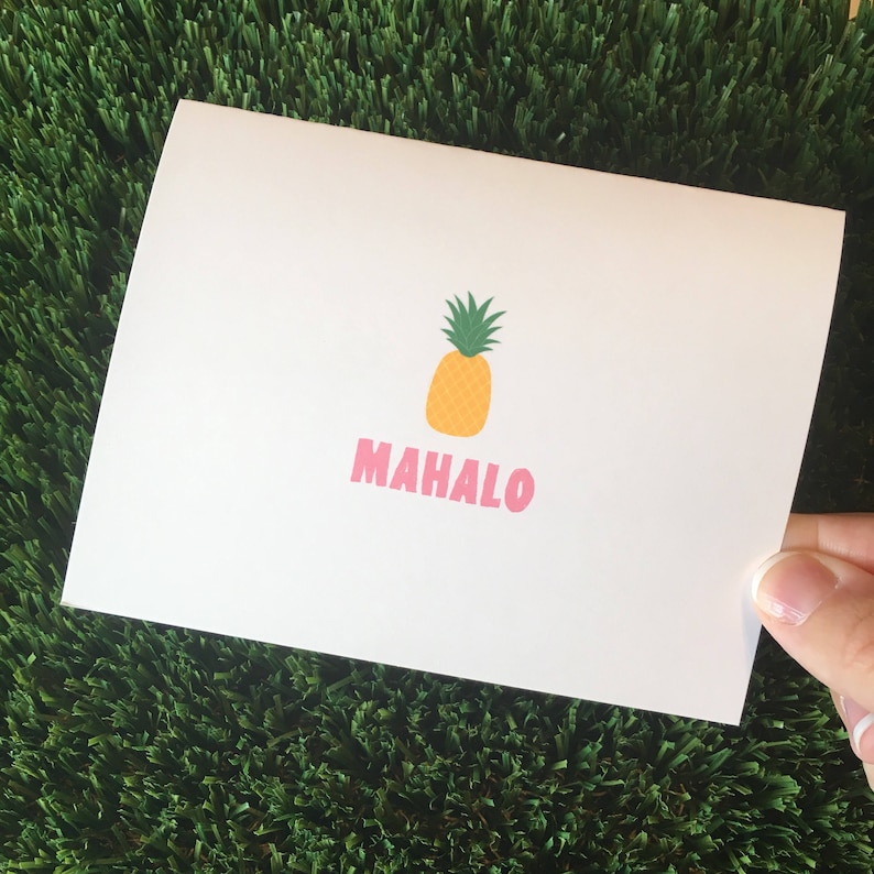 Hawaiian Note Cards Pineapple Thank You Cards Hula Note Cards Mahalo Note Cards Pineapple Note Cards