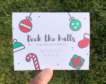 Deck the Halls Funny Inappropriate Holiday Christmas Card for friend