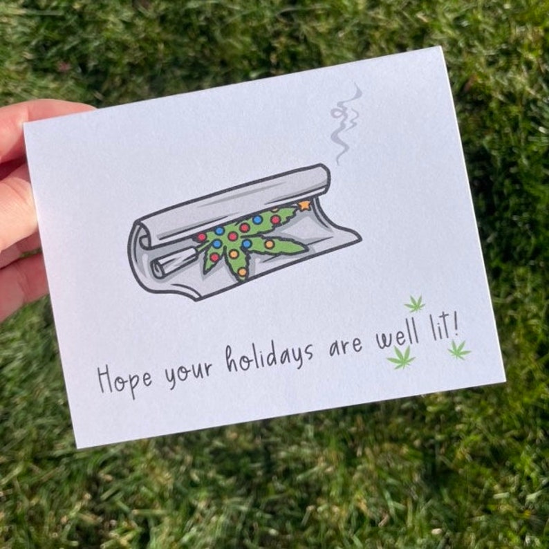 Hope Your Holidays Are Lit Funny Stoner Christmas Holiday Card Etsy