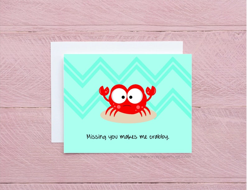 Missing you makes me crabby I miss you card Card for long distance relationship image 1