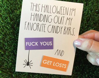 Funny Halloween Card / Inappropriate Holiday Card / Halloween Humor / Halloween Party Card / Trick or Treat card / Halloween Greeting Card