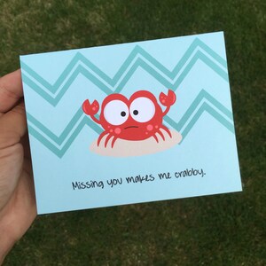Missing you makes me crabby I miss you card Card for long distance relationship image 2