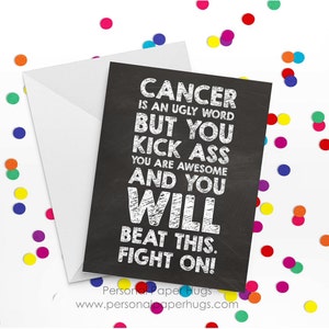 Cancer Sucks Card Kick Cancer's Ass Cancer Card Cancer Support Card Cancer Encouragement Card Get Well Card image 2