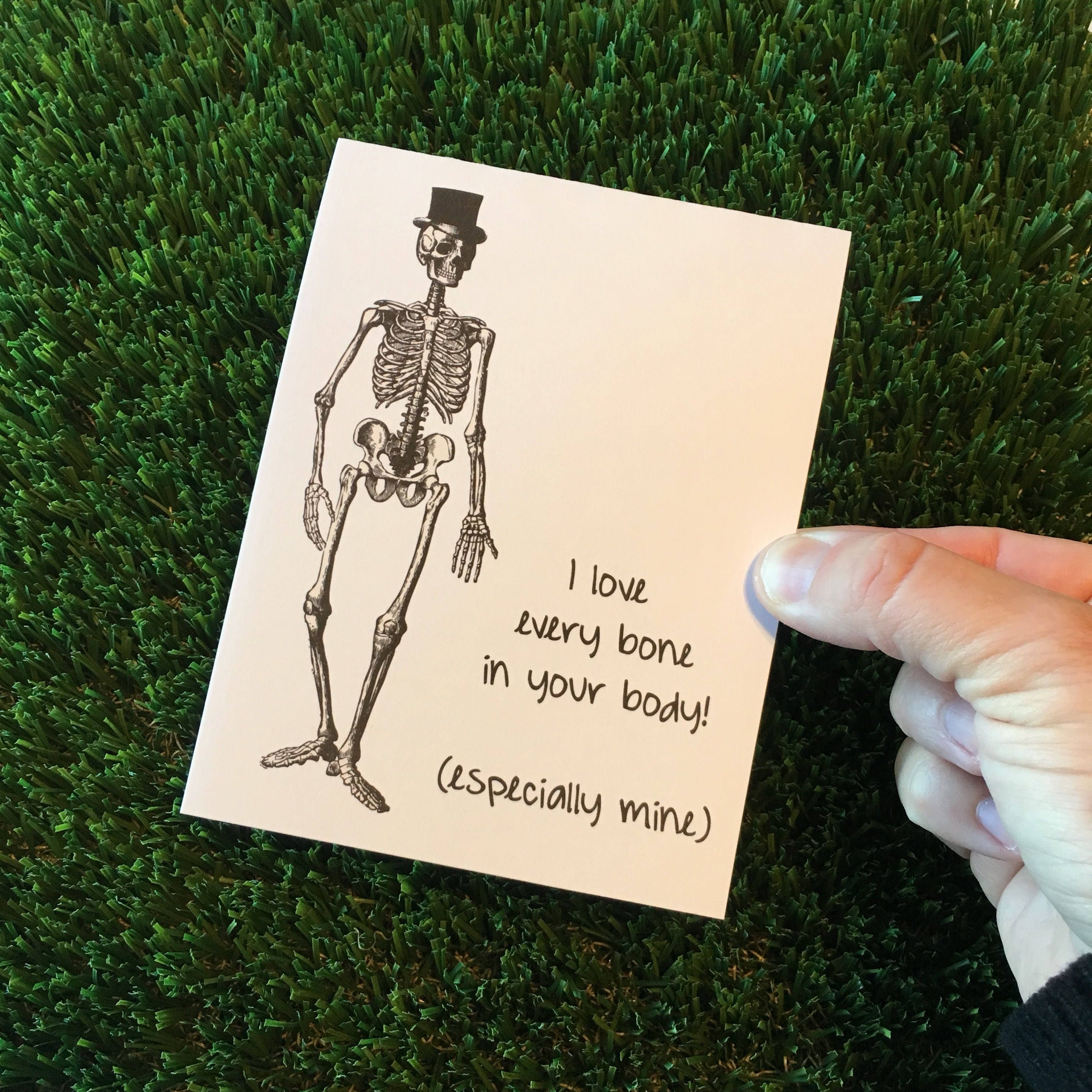 I Love Every Bone in Your Body Funny Skeleton Halloween Card for