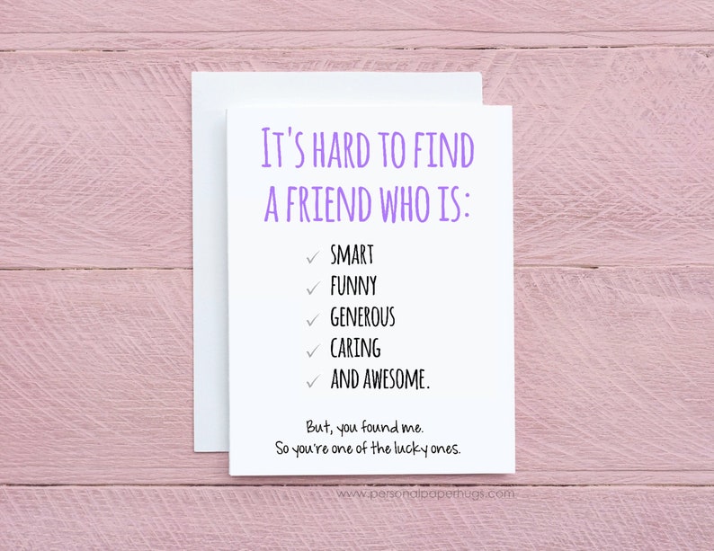 Funny Friendship Card for Best Friend Funny Card Sarcastic Card BFF Card Long Distance Friendship Card Pick Me Up Card Humorous Card Friend image 1