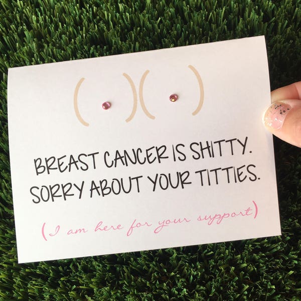 Tarjeta divertida de apoyo para el cáncer de mama y de ánimo para la quimioterapia