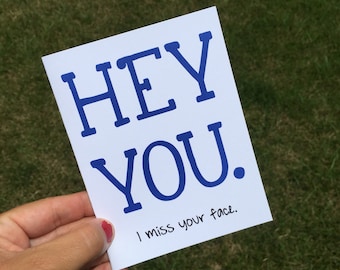 Funny I miss you card for friend Funny Long Distance Relationship Card boyfriend LDR card girlfriend I miss your face card for deployment