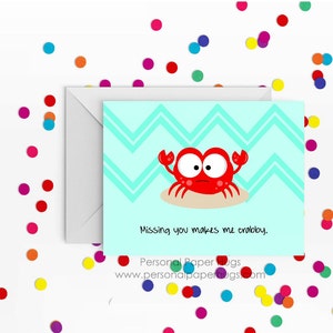 Missing you makes me crabby I miss you card Card for long distance relationship image 4