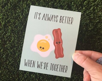 Bacon and eggs - funny i love you  - Funny Valentine Card - Funny Anniversary Card - Funny Relationship card - long distance relationship