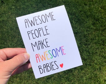 Rainbow Baby Shower Card for new parents, Congratulations card for new baby