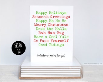 Funny Holiday Card set / Funny Christmas Card Set / inappropriate holiday cards / Rude Christmas Cards / Sarcastic Christmas Card /