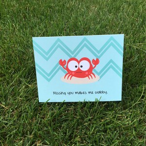 Missing you makes me crabby I miss you card Card for long distance relationship image 3